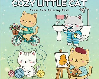 Cozy Little Cat Coloring Book PDF – 60 Printable Pages for Kids & Adults, Instant Digital Download, Bold and Easy Coloring Book