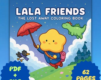 Lala Friends Coloring Book PDF+PNG | 62 Printable Pages for Kids & Adults, Instant Digital Download, Bold and Easy Coloring Book