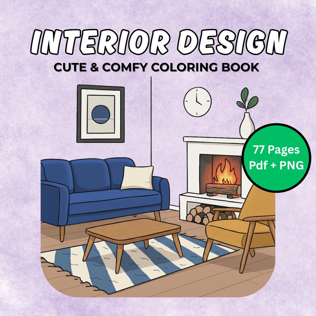 Interior Design Coloring Book PDF+PNG – 77 Printable Pages for Kids ...