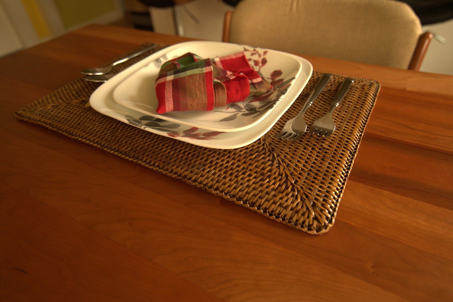 Rattan Rectangular Placemat for the Dinner Table Light Brown Etsy