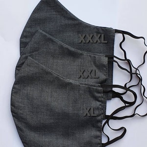 Grey XL XXL XXXL Well Fitted Extra Large Sizes Reusable Face Mask Covering Double Protection Washable Cloth