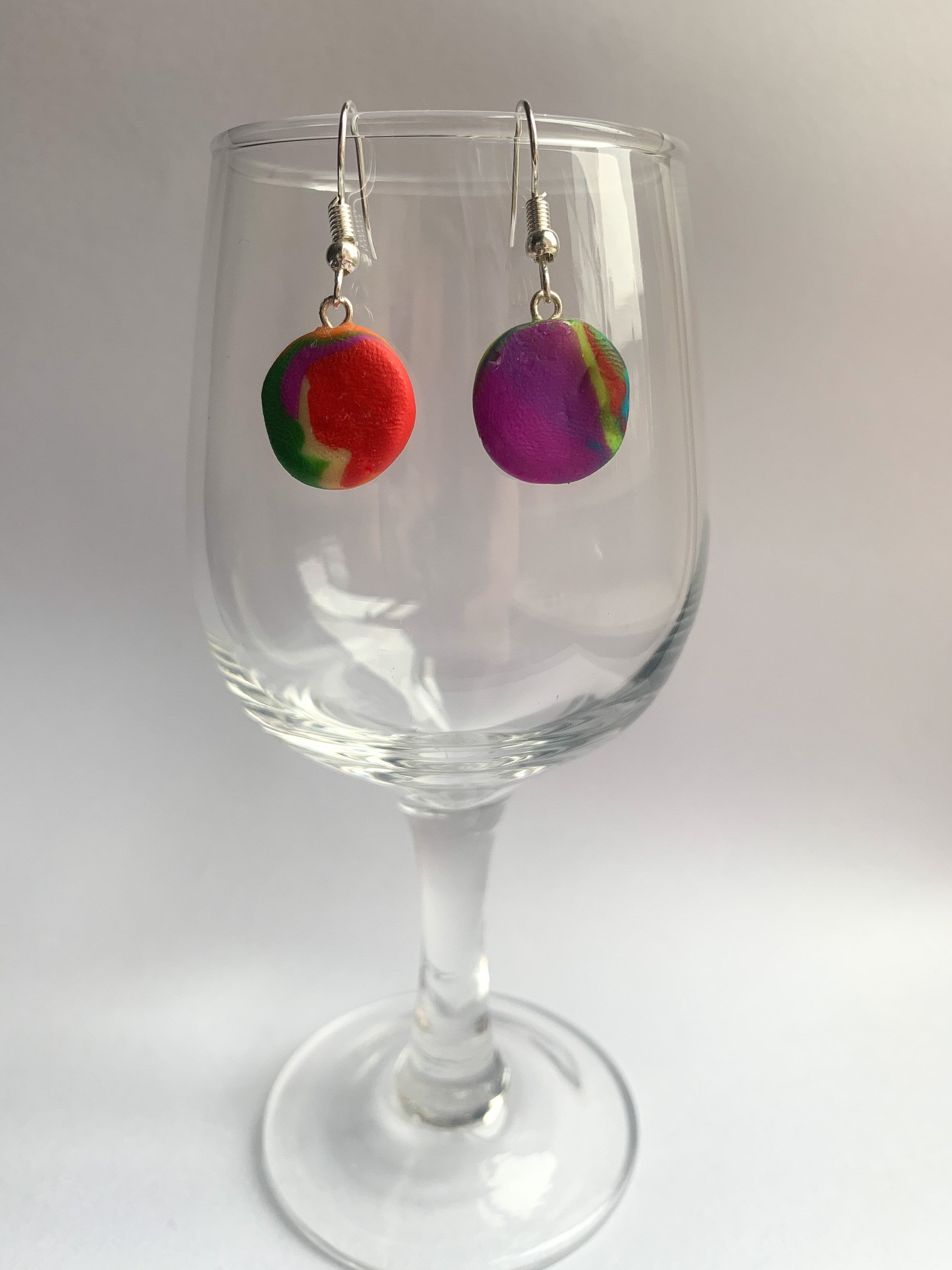 Rainbow Marble Polymer Earrings