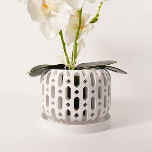 Pot pour orchidée avec soucoupe de drainage "Ritar" | Décoration d'intérieur design moderne & unique | Imprimé en 3D