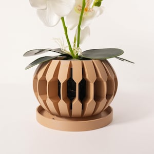 Orchideeënpot met afwateringsschotel "Garni" | Modern en uniek interieurontwerp | 3D geprint