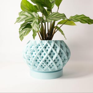Planter | Indoor pot with saucer &quot;Rokio&quot; | Modern & unique design interior decoration | 3D printed
