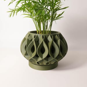 Planter | Indoor pot with saucer &quot;Viris&quot; | Modern & unique design interior decoration | 3D printed