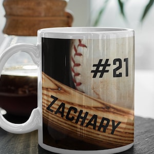 Baseball Mug, Baseball Coffee Cup, Baseball Player, Personalized Gift, Gifts for Him, Grandpa, Dad, Kids Birthday Christmas, Father&#39;s Day