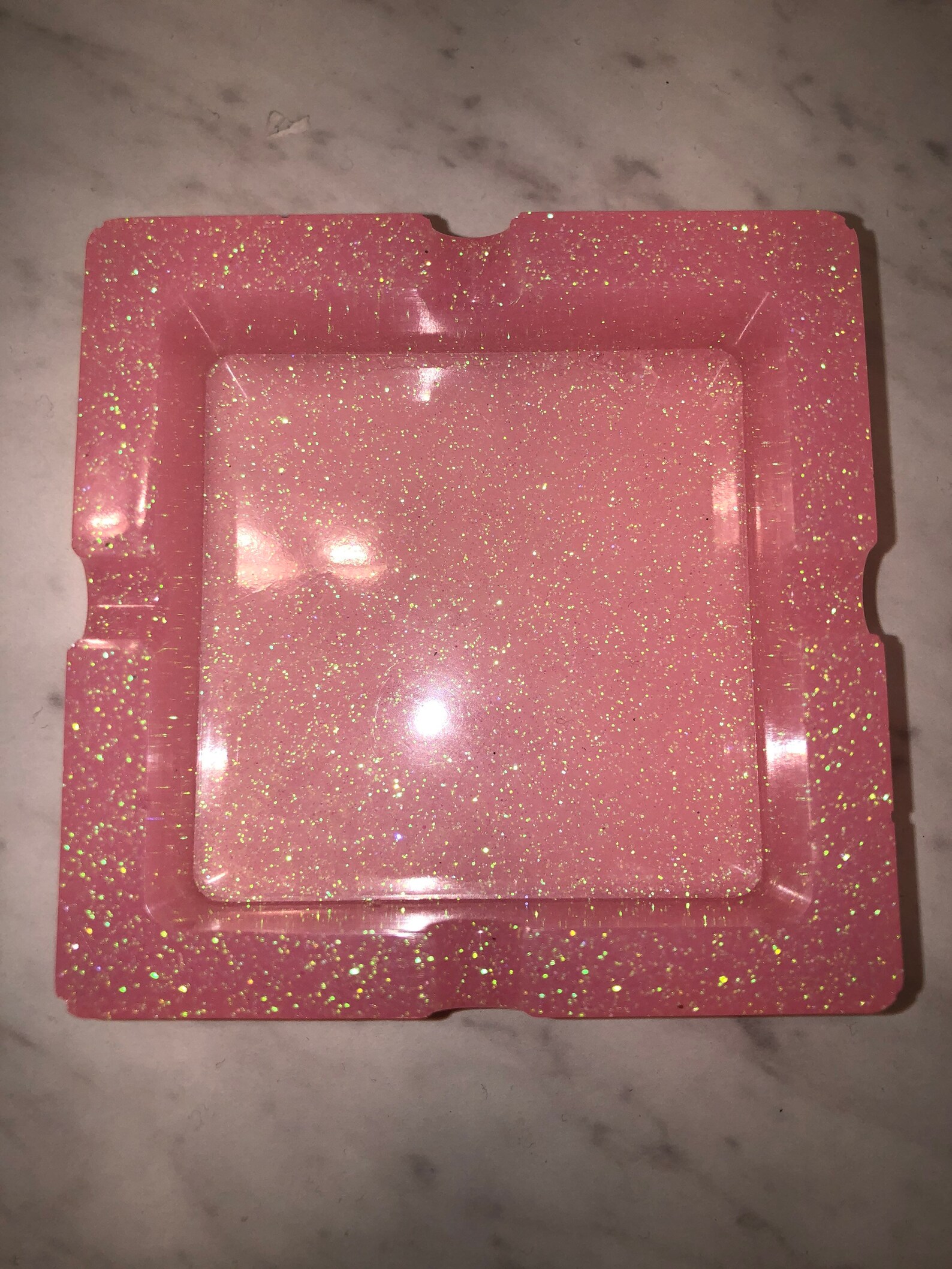 Resin Ashtray with Pink Sparkles Etsy