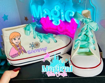 Anna frozen custom converse, Custom Princess Converse, Personalized Converse, Princess shoes