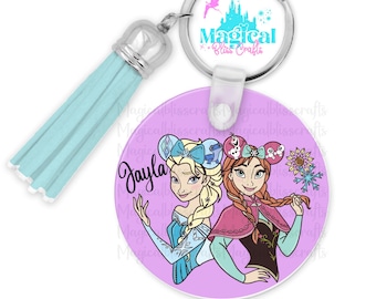 Llaveros personalizados de acrílico de princesa mágica, dijes para bolsos, llaveros de princesa, etiquetas para bolsos