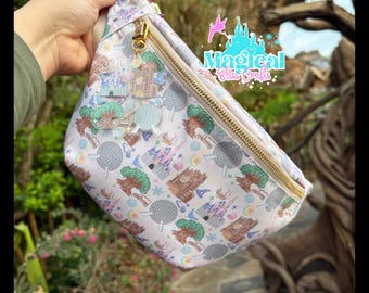 Bolsos cruzados grandes con temática de mundo mágico y 4 parques, riñonera inspirada en Disney, riñonera Disney, colgantes para bolsos Disney