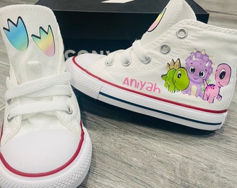 Pastel girls' dinosaur Converse