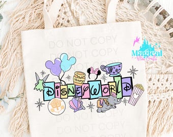 Borsa tote "Magical World", borsa tote "Area attrazioni del parco", borsa tote "Vacanze", borse tote "Disneyworld" o "Disneyland"