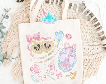 Magical Mouse, Disney Park castle Tote Bag, Mickey and Friends Tote Bag, Vacation Tote Bag