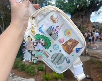 Magical world 4 parks belt bags, Disney Inspired Fanny Pack, Disney Belt Bag, Disney charms, Disney Bag Charm