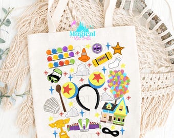 Pixar Park Tote Bag, park rides Tote Bag, Vacation Tote Bag, Disney totes