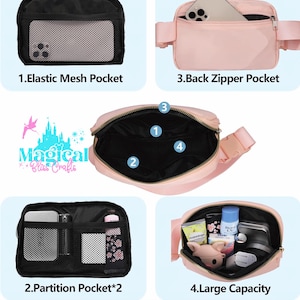 Princess Ariel belt bags, Disney Inspired Fanny Pack, Disney Belt Bag, Disney charms, Disney Bag Charm image 3