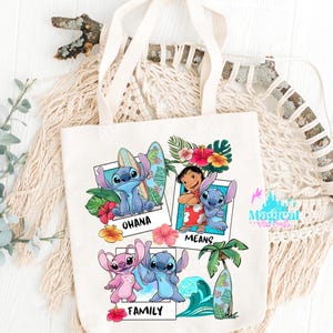 Stitch ohana means family Tote Bag, Mickey and Friends Tote Bag, Vacation Tote Bag