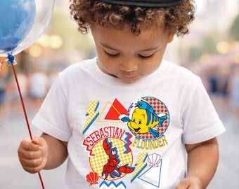 Camisetas de Sebastián y Flounder de la Sirenita, camisetas de Princess Park, camisetas de princesas Disney, camisetas familiares, camisetas familiares Disney