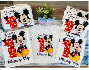 Chemises famille Mickey 1er anniversaire