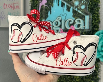 Zapatillas Converse de béisbol para niñas, zapatillas Converse personalizadas para niños