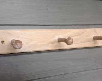 Limed Oak 3, 4 or 5 peg hanging rail, coat pegs, coat rack, shaker pegs, Scandinavian