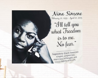 Nina Simone Tapestry: Black History Month Art, Famous Quote (50x60in)