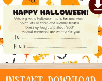 Etiquetas para bolsas de dulces de Halloween: regalos imprimibles (descarga digital)