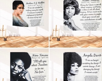 Black History Wall Tapestry Collection, Afrocentric Home Decor, Iconic Black Women, Black and White Backdrops, Motivational Art, Neutral