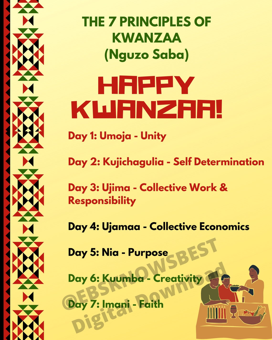 Kwanzaa Seven Principles Kwanzaa Decorations Printable Etsy UK