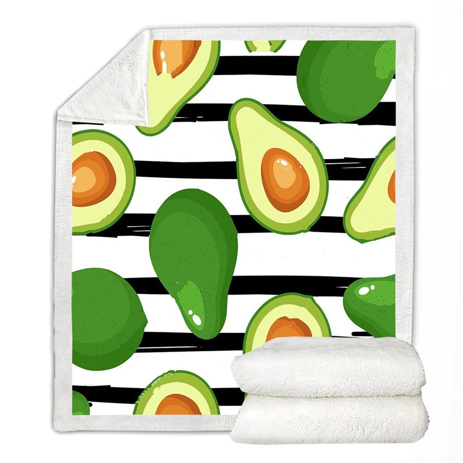 Avocado Blanket Avocado Throw White Blanket White Throw Etsy