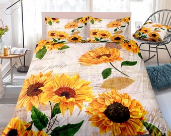 Sunflower Duvet Cover, Duvet Cover Set, Flower Duvet, Flower, Bedding Set, Duvet Cover, Duvet and Pillowcase, Duvet Set,