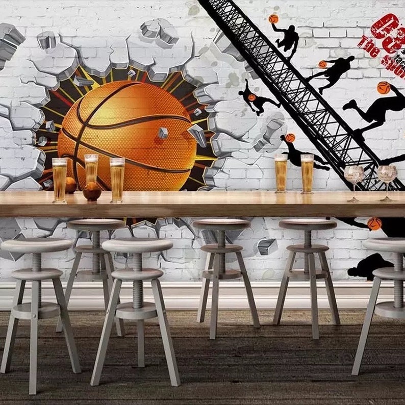 Basketball Wallpaper Basketball Wall Mural Sports Wallpaper - Etsy