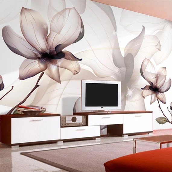 Floral Wallpaper Floral Wall Mural Flowers Wallpaper 3D - Etsy UK Floral Wallpaper Floral Wall Mural Flowers Wallpaper 3D - Etsy UK