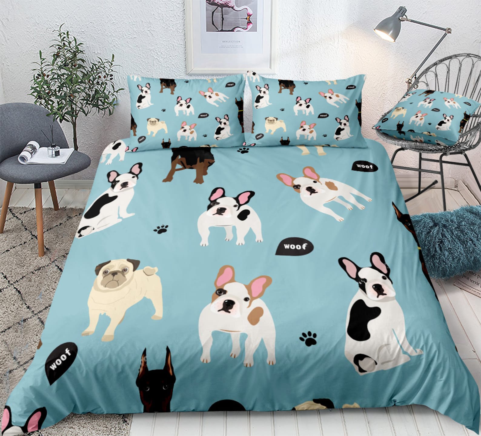 Dog Duvet Cover Duvet Cover Set Bedding Set Blue Duvet Etsy