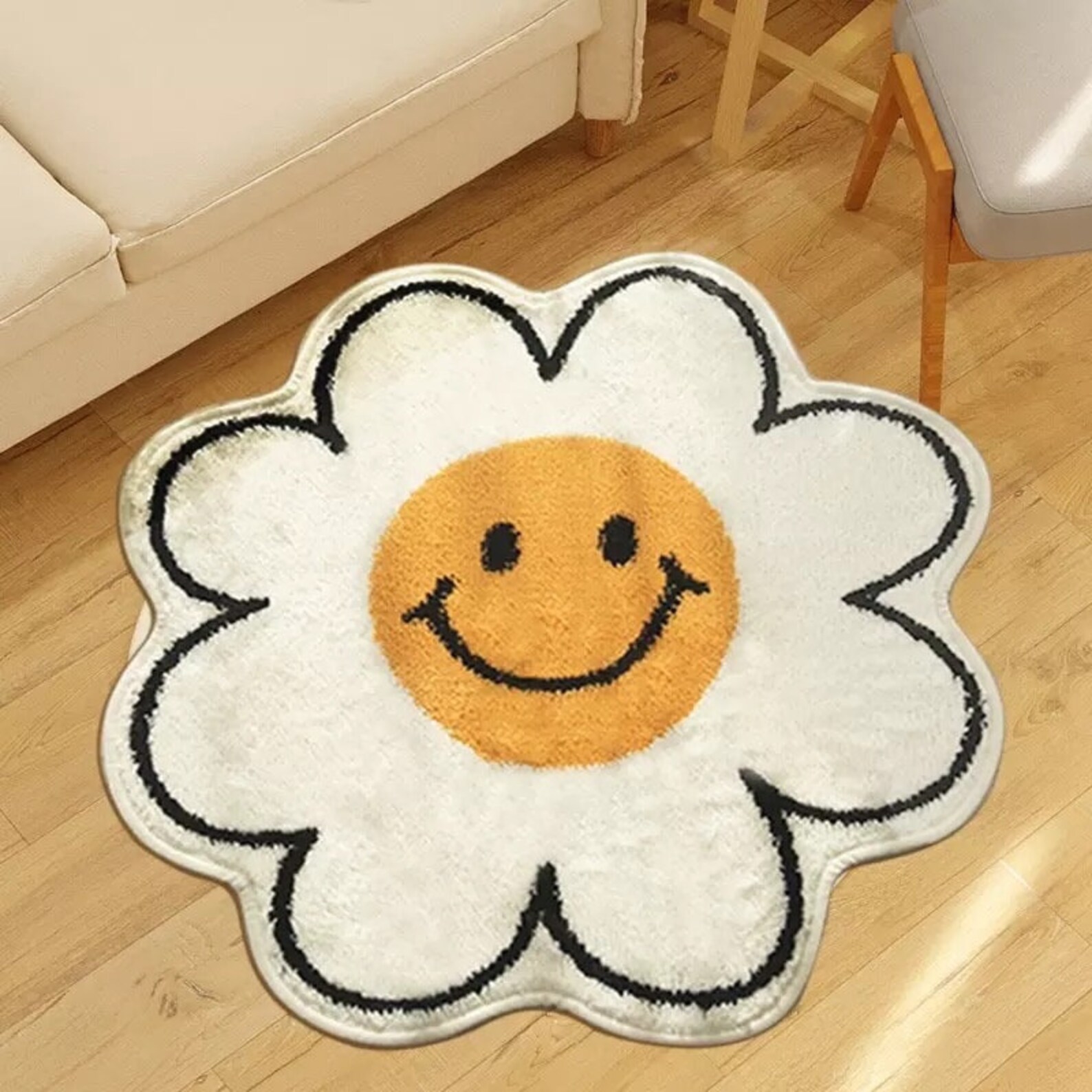Smiley Flower Rug Smiley Face Carpet Bedroom Carpet Etsy UK