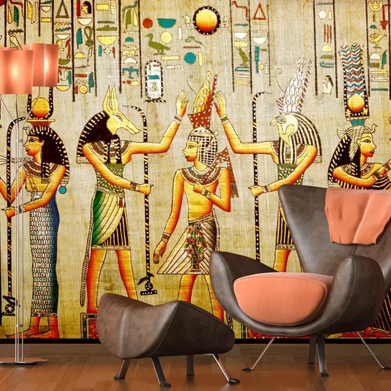 Egyptian Wallpaper Egyptian Wall Mural Hieroglyphics 3D | Etsy Canada