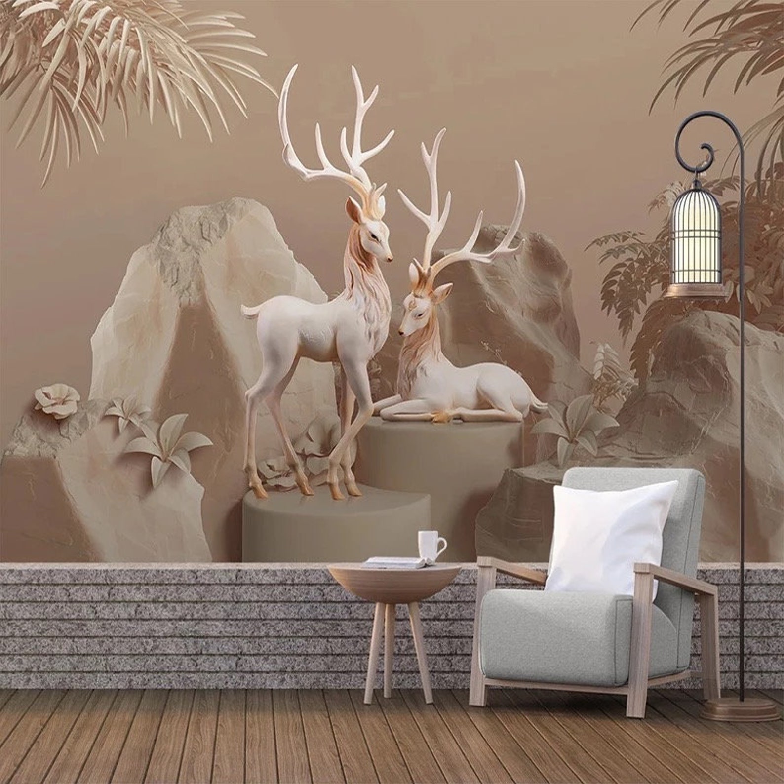 Deer Wallpaper Deer Wall Mural Animal Wallpaper Animal Wall Etsy