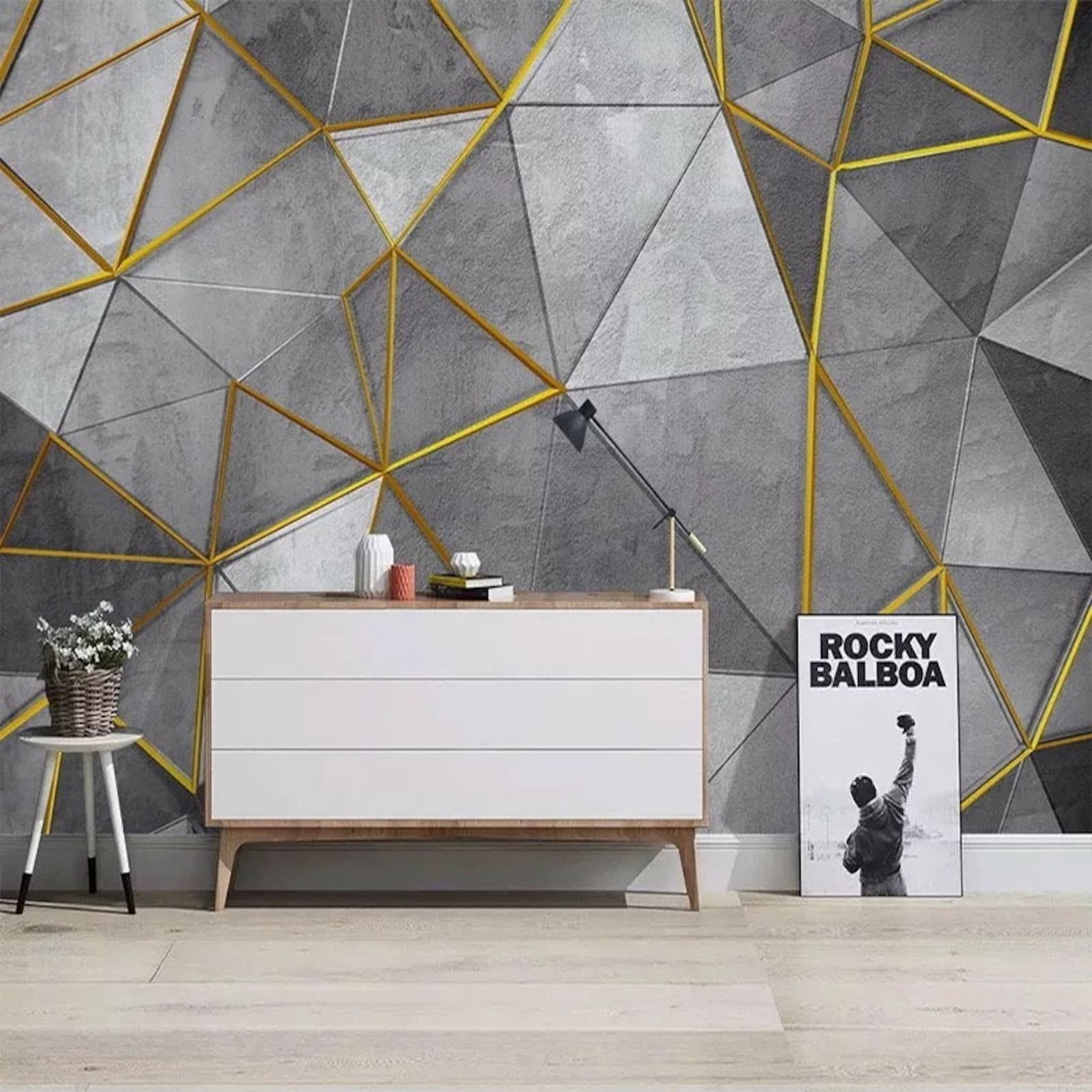 Geometric Wallpaper Geometric Wall Mural 3D Wallpaper 3D Etsy