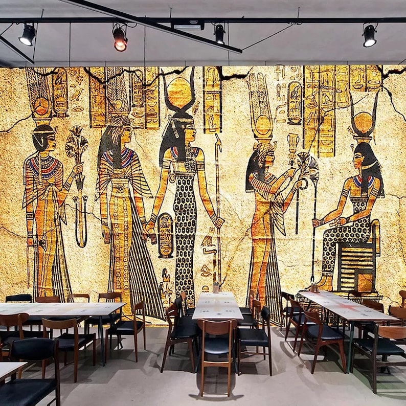 Egyptian Wallpaper Egyptian Wall Mural Hieroglyphics 3D Etsy