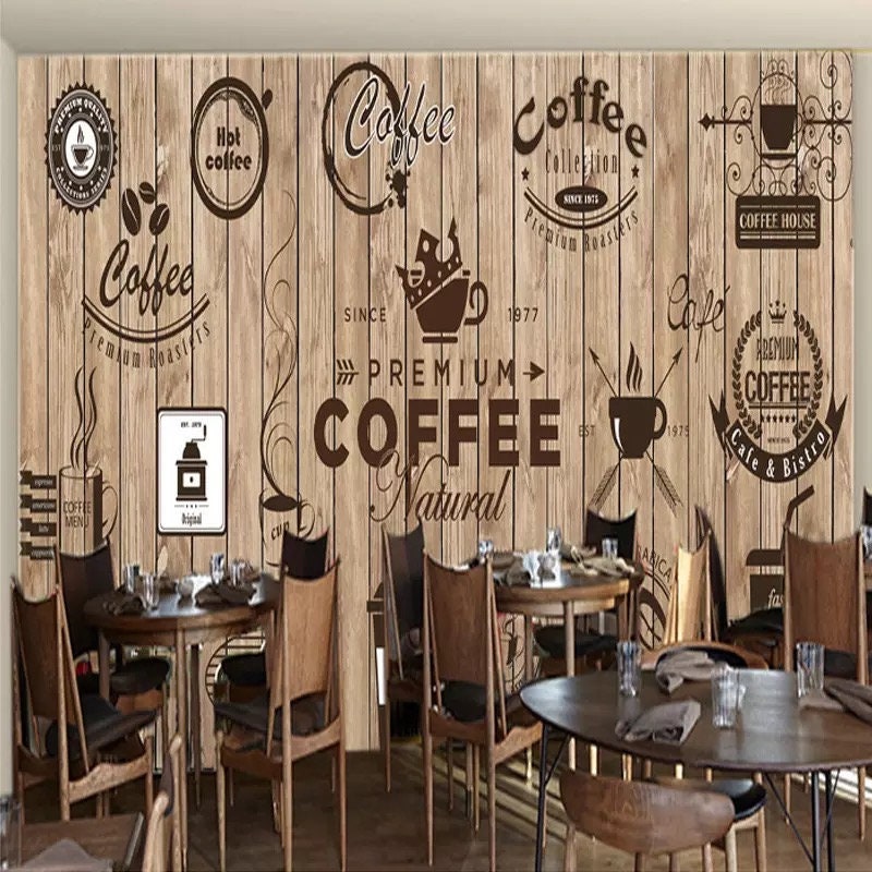 Coffee Shop Wallpaper Cafe Wallpaper Cafe Wall Mural - Etsy