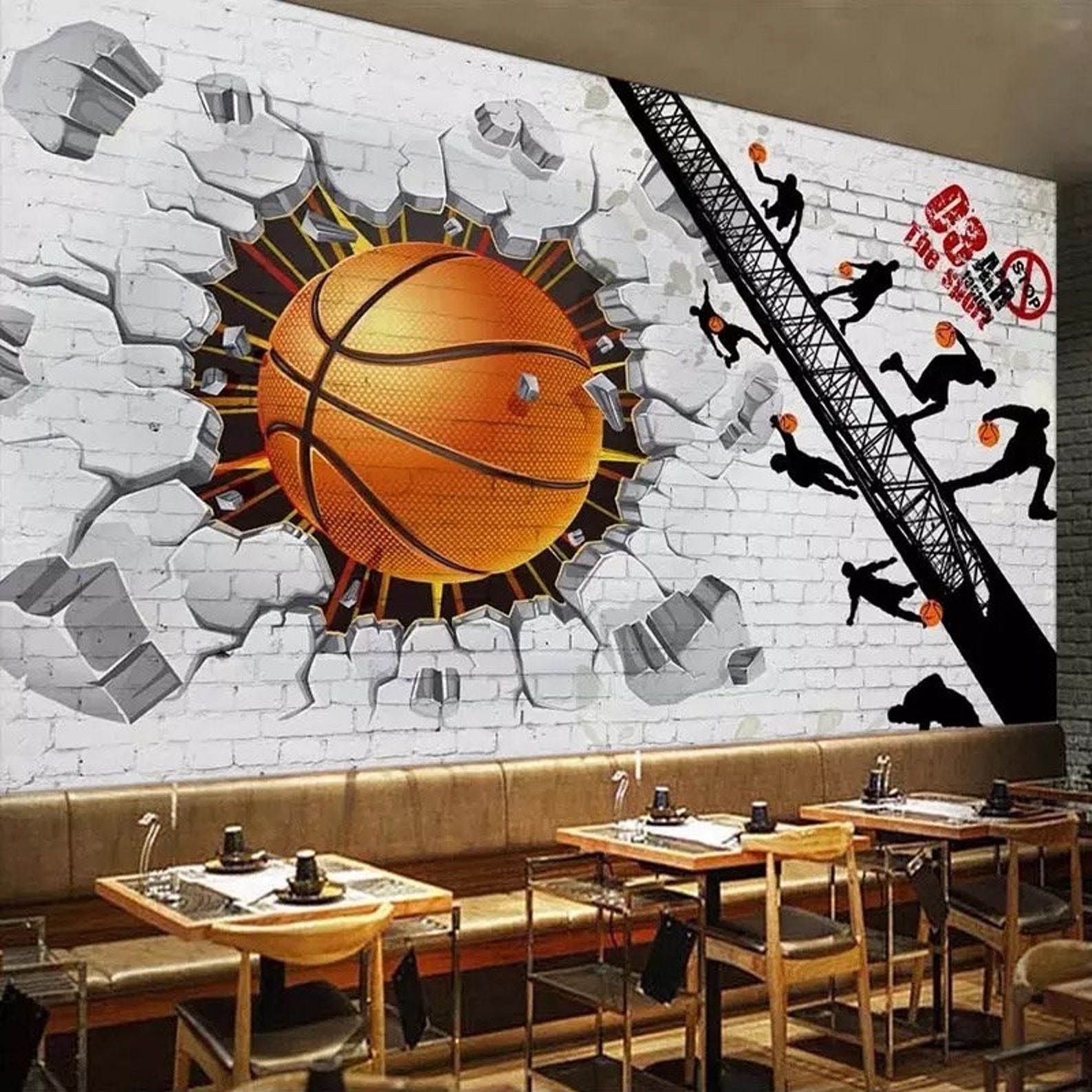 Basketball Wallpaper Basketball Wall Mural Sports Wallpaper Etsy