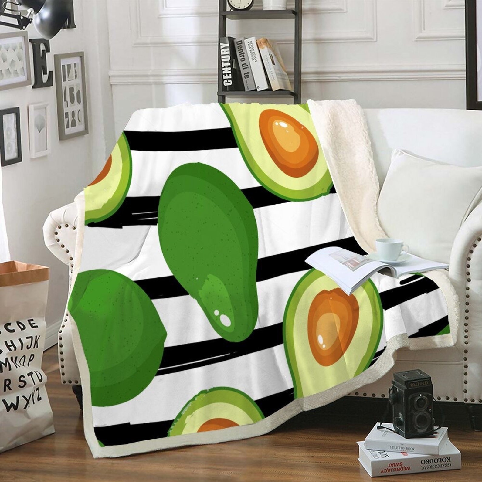 Avocado Blanket Avocado Throw White Blanket White Throw Etsy