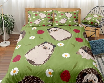 Queen Quilt Cover Comforter Cover Hedgehog Kids Dovet Cover Sets Bedding Pillowcases Full California King PersonalizeH Twin