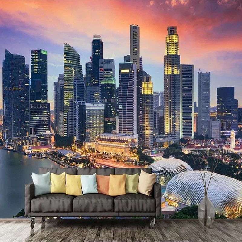 City Wallpaper City Wall Mural Skyline Wallpaper Skyline | Etsy UK