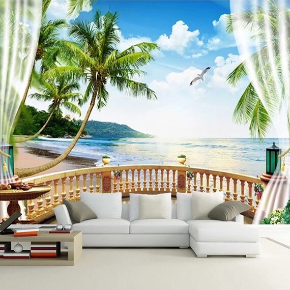 Beach Hut Wallpaper Wallpaper Mural Sea Ocean Sea View - Etsy Australia Beach Hut Wallpaper Wallpaper Mural Sea Ocean Sea View - Etsy Australia