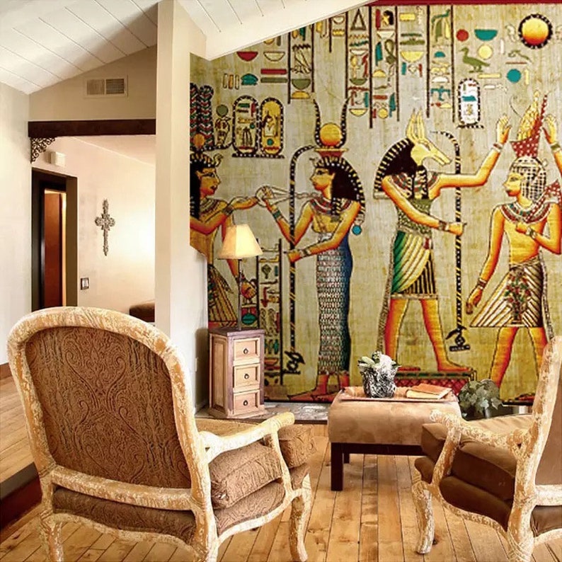 Egyptian Wallpaper Egyptian Wall Mural Hieroglyphics 3D Etsy UK