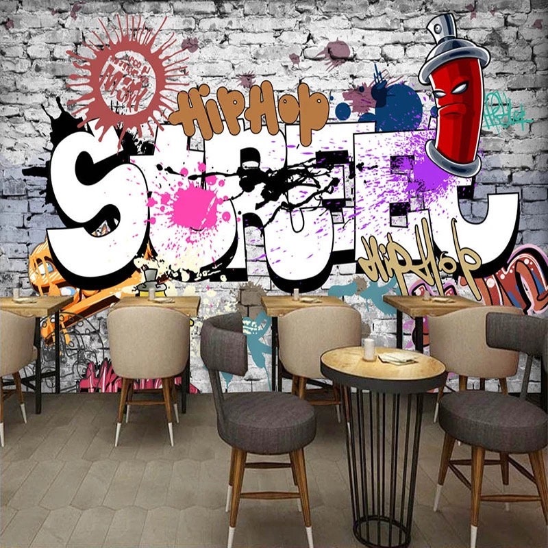 lied dichtheid bijkeuken Graffiti Behang Restaurant Behang Graffiti Muurschildering - Etsy Nederland