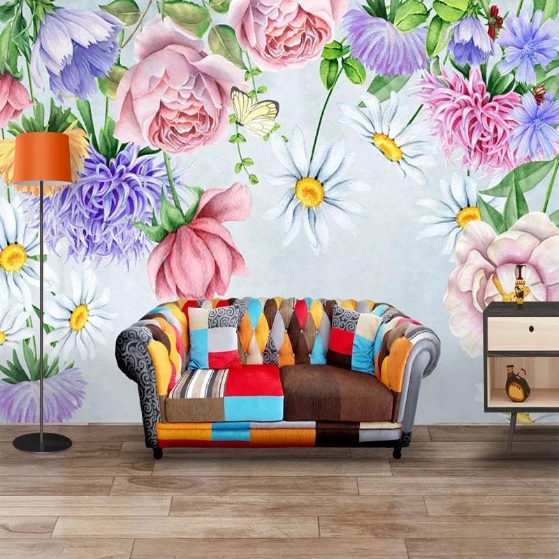 Floral Wallpaper Floral Wall Mural Flowers Wallpaper 3D - Etsy UK