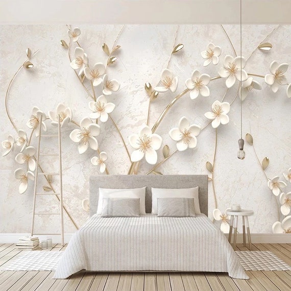 Floral Wallpaper Floral Wall Mural Flowers Wallpaper 3D - Etsy UK Floral Wallpaper Floral Wall Mural Flowers Wallpaper 3D - Etsy UK